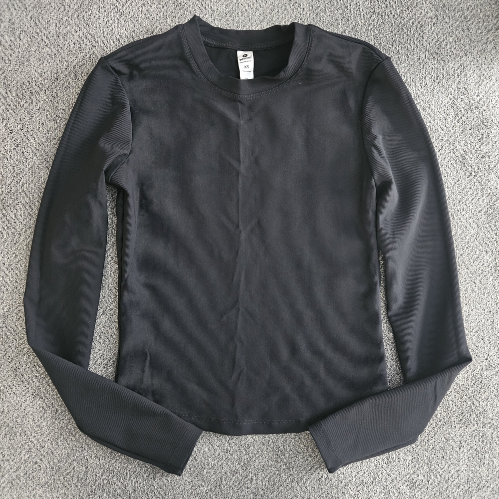 90 Degree By Reflex Ribbed Black Long Sleeve Tee Activewear